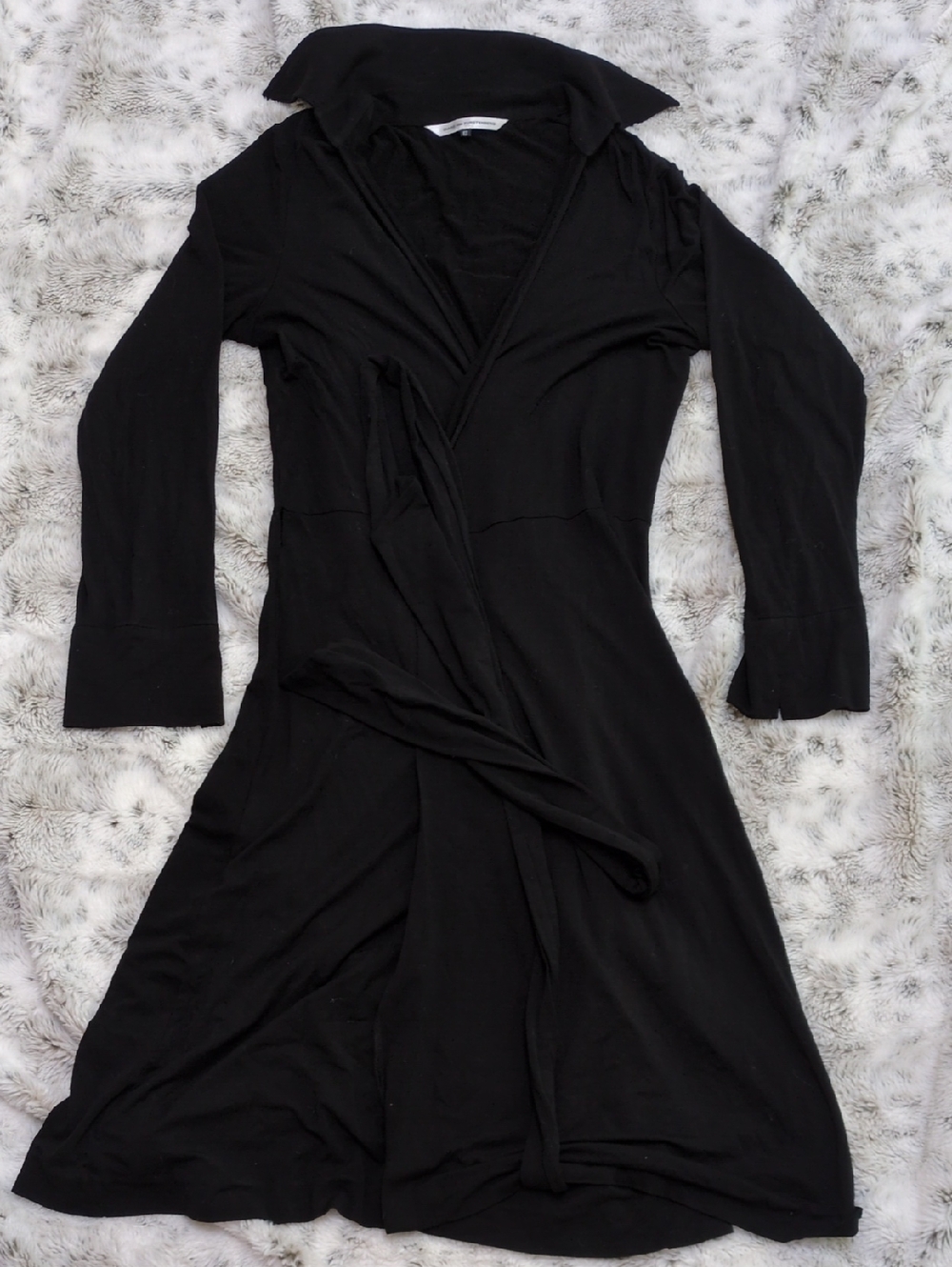Diane Von Furstenberg Classic Black Long-Sleeve Wrap Dress